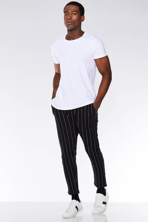 Black Cotton Pinstripe Jogger