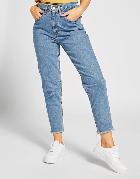 mid wash mom jeans