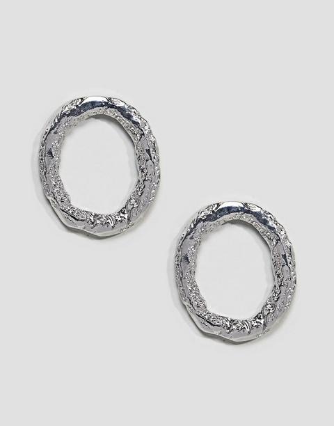 Asos Textured Open Shape Earrings - Silver