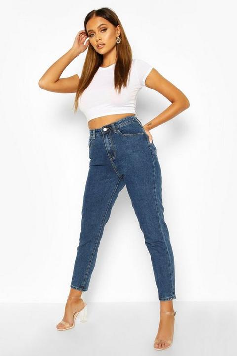 jean mom bleu taille haute
