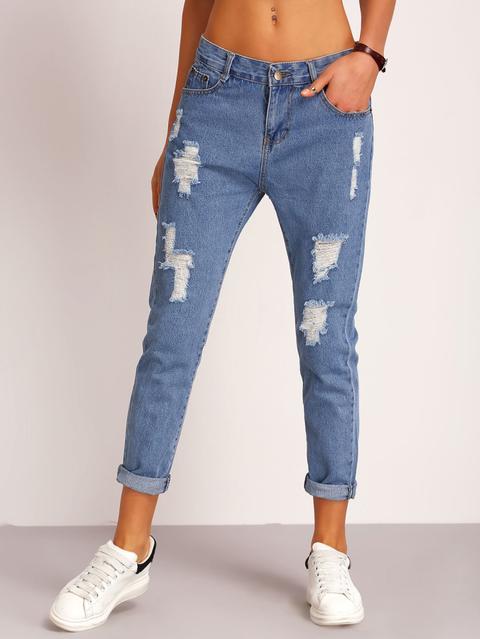 Pantalón Rotos Denim -azul