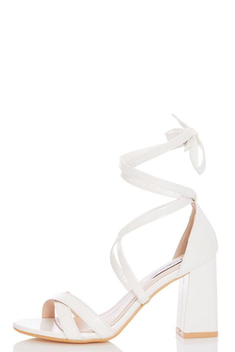 tie up heels white