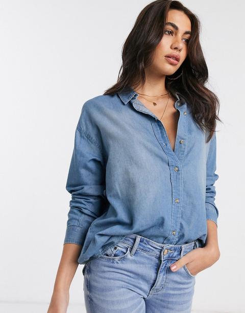 Vila Oversized Denim Shirt-blue