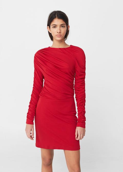Vestido Acetato Drapeado