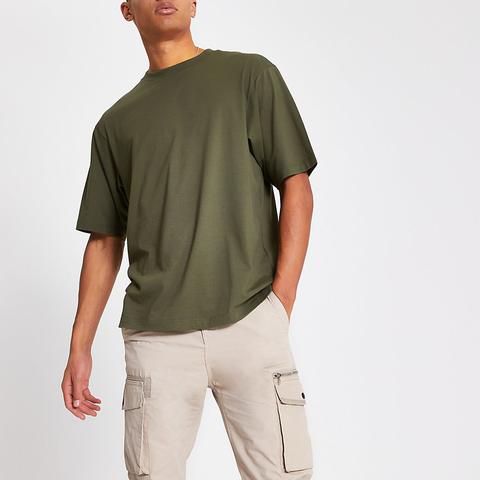 Khaki Short Sleeve Oversized Fit T-shirt