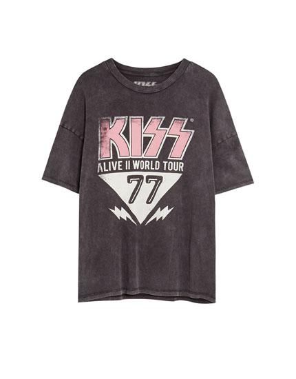 Camiseta &#39;kiss 77&#39; Negro