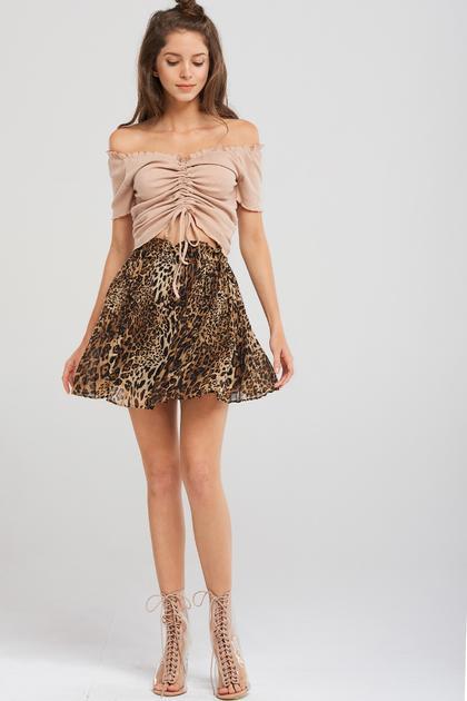 Shakira Leopard Shirred Skirt