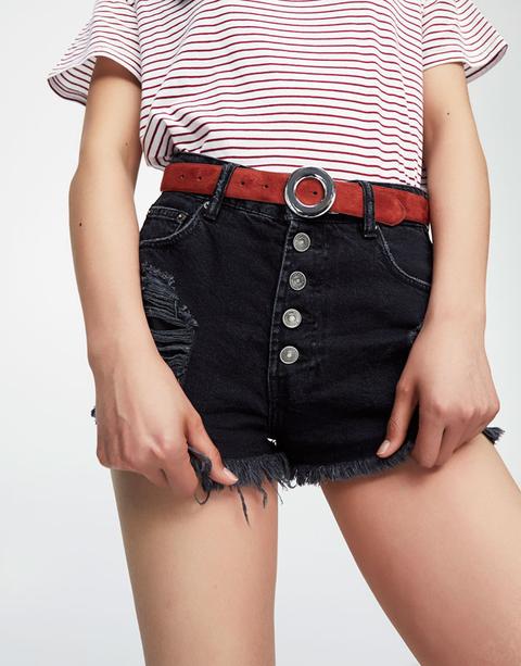 Short Denim Mom Fit Rotos