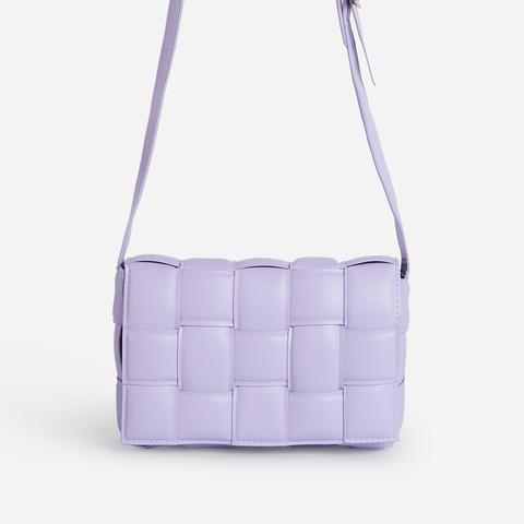 Mae Quilted Cross Body Bag In Lilac Faux Leather,, Purple