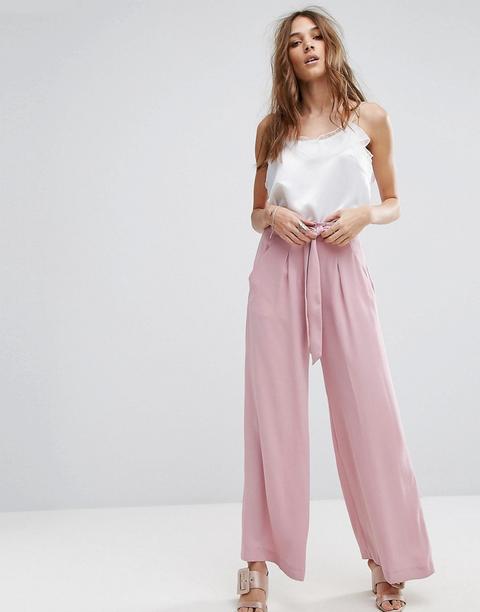 Miss Selfridge - Pantaloni Con Fondo Ampio E Cintura - Rosa