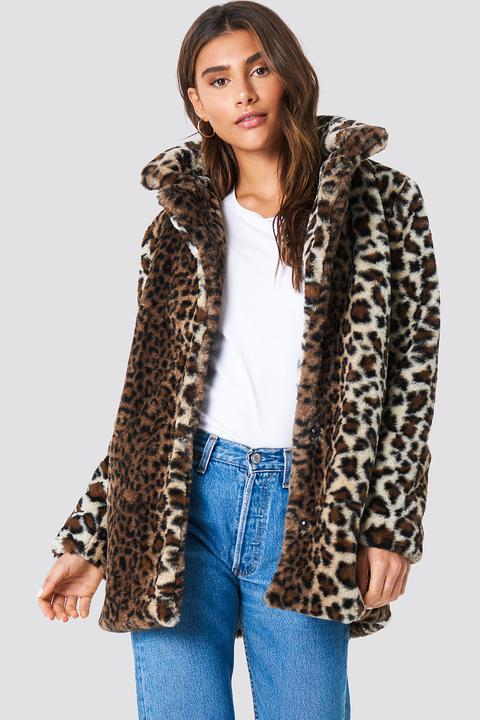 Na-kd Trend Faux Fur Leo Jacket - Brown