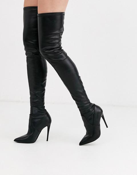 Steve Madden Dominique Black Stretch Over The Knee Heeled Boots