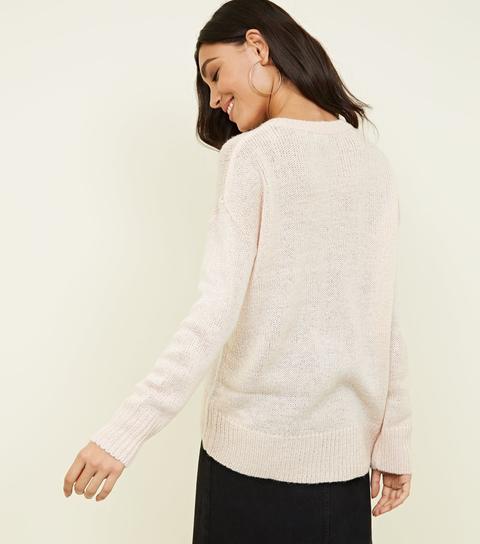 Pale Pink Drop Sleeve Jumper New Look
