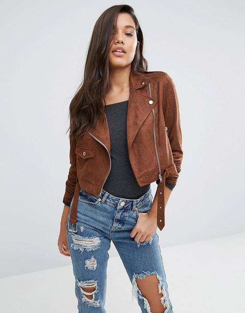 Chaqueta Biker De Antelina De Missguided