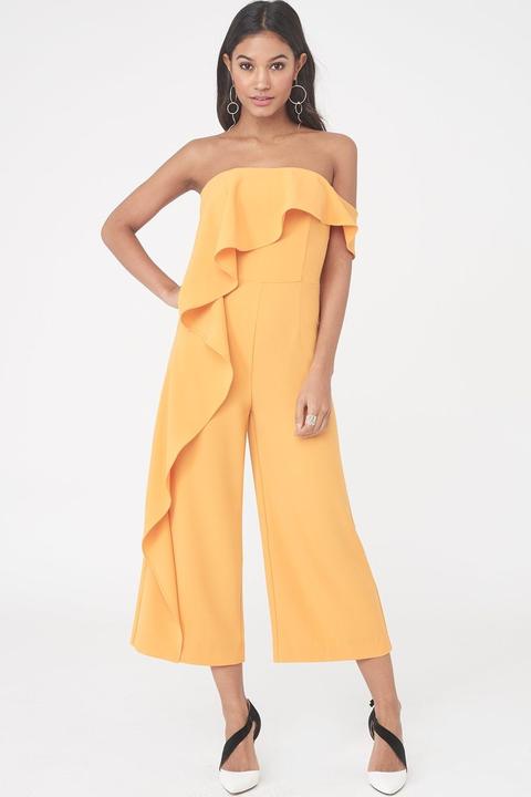 Bardot Asymmetric Draped Culotte Jumpsuit In Tangerine Orange