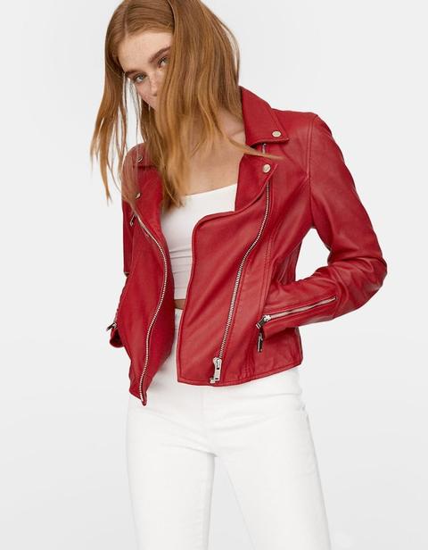 Giubbotto Biker Pelle Rosso