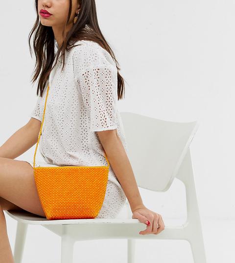 South Beach Exclusive Orange Beaded Resin Cross Body Bag