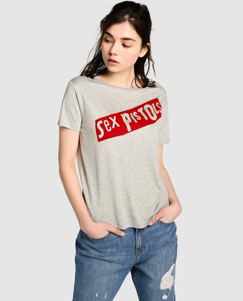 Green Coast - Camiseta De Mujer Gris Con Print Sex Pistols