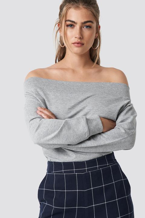 Rut&circle Off Shoulder Sweatshirt - Grey