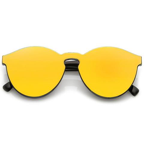 1980's Futuristic Monoblock Mirrored Flat Lens Sunglasses C123