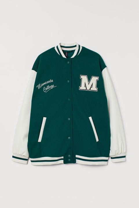 Chaqueta De Béisbol Bicolor - Verde