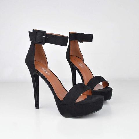 Tasha - Heeled Sandal In Black Suede