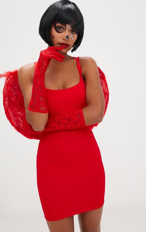 Red Lace Long Gloves