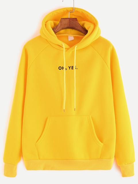 Sudadera De Manga Raglán Con Estampado De Letra - Amarillo