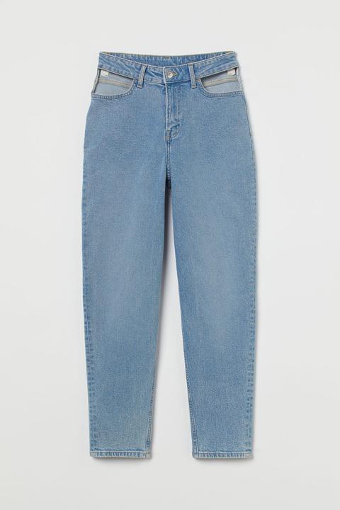 Cut Out Mom Jeans - Azul