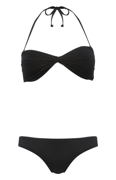 Bikini Negro Con Escote Cruzado