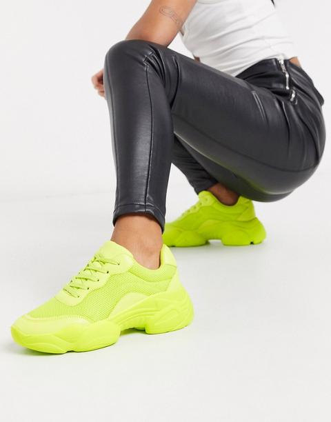 Asos Design Destined Chunky Trainers In Lime Green