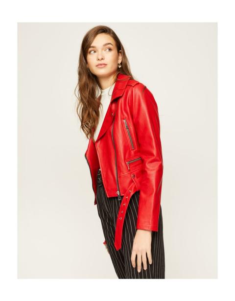 Giacca Biker In Similpelle Rossa