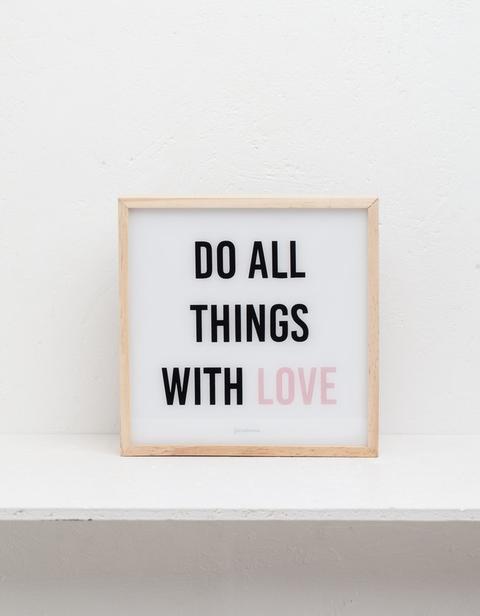 Quadro Luminoso Do All Things With Love Beige