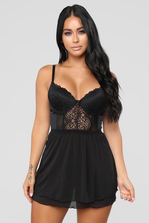 Got You Covered For The Night Babydoll - Black