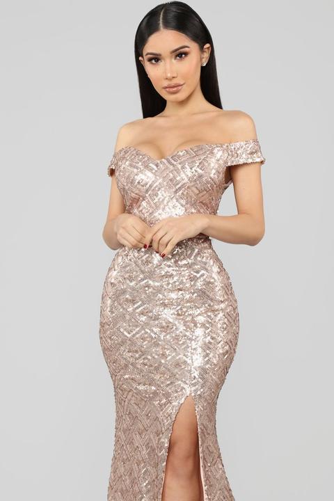 rose gold glitter maxi dress