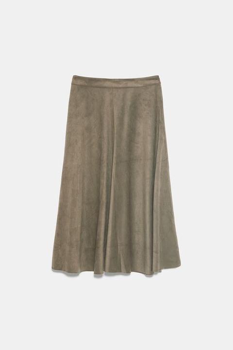 Faux Suede Skirt from Zara on 21 Buttons