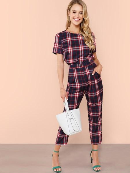 Plaid Top & Pants Co-ord