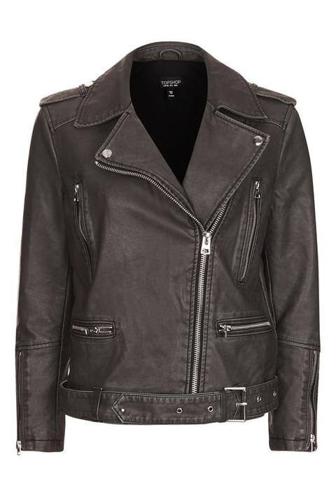 Oversized Faux Leather Biker Jacket