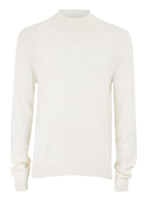 Mens Cream Off White Roll Neck Jumper With Wool And Cashmere, Cream
