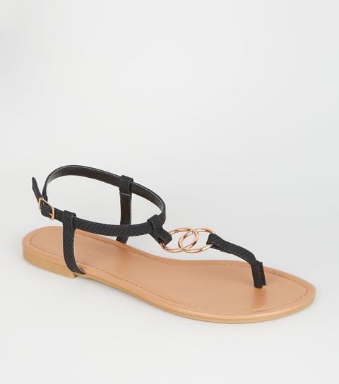 new look black flat sandals