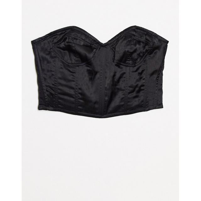 black satin bustier top