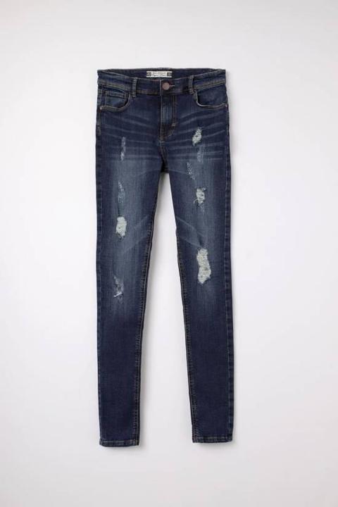 Jeans Vita Alta Con Strappi