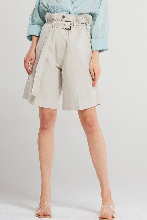 Mabel High-waist Belted Linen Pants