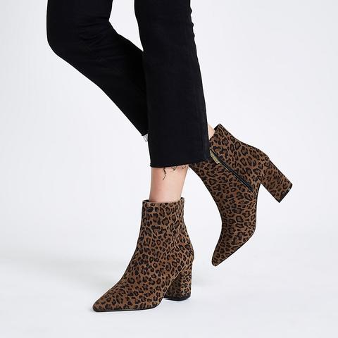 wide fit animal print ankle boots