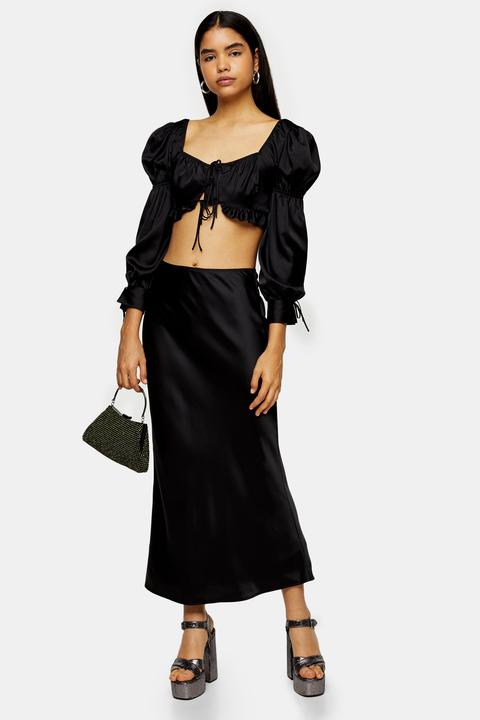 Black satin midi skirt clearance topshop