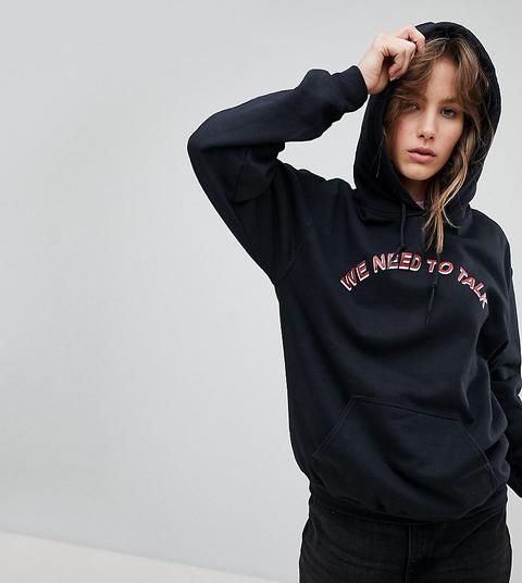 "adolescent Clothing - Felpa Oversize Con Cappuccio E Scritta "we Need To Talk" - Nero