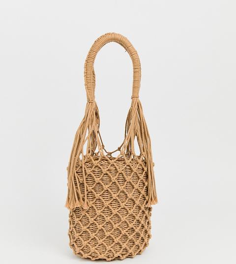 Esclusiva My Accessories London - Borsa Da Spalla In Paglia Intrecciata - Beige