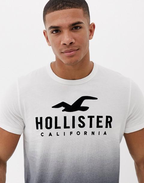 Camiseta De Corte Slim Con Diseño Teñido Anudado Y Logo Icónico Grande En Blanco A Negro De Hollister