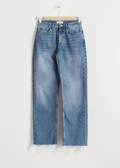 Raw Edge Denim Jeans - Blue