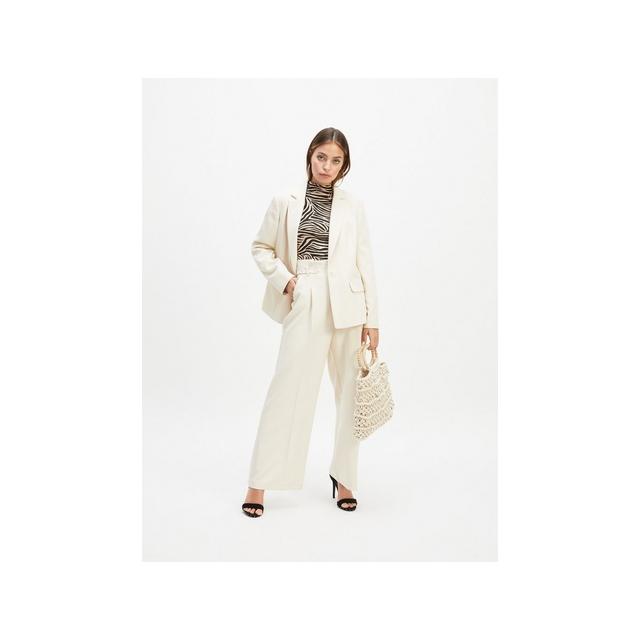 Womens Petite Ecru Wide Leg Trousers 